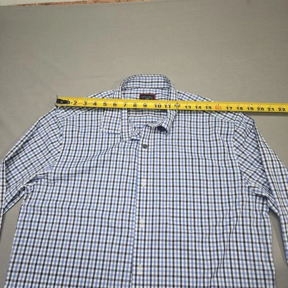 Blue White Gingham UNTUCKit Long Sleeve Button Down Shirt Mens Large Slim Fit - Picture 7 of 10